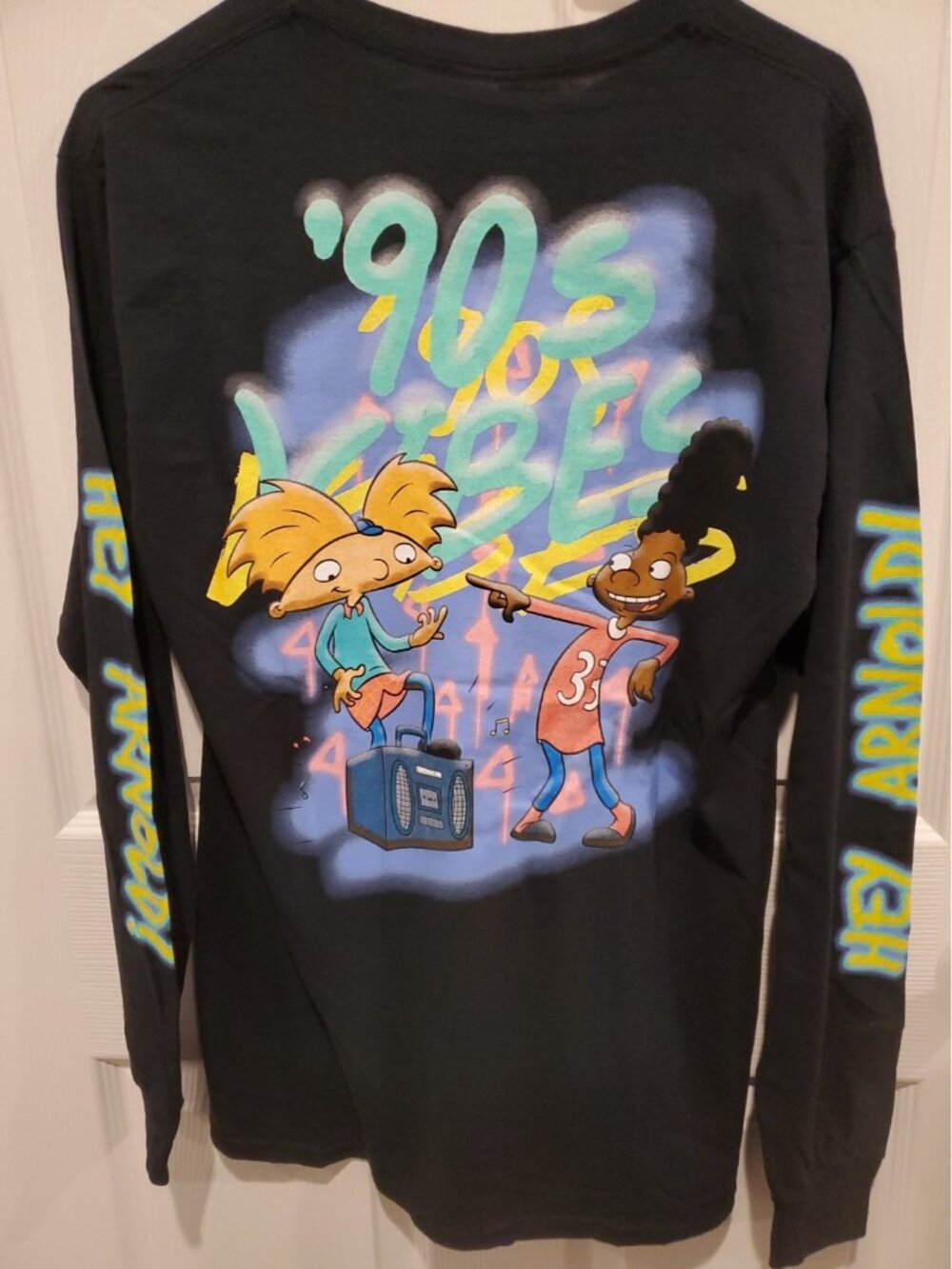​Hey Arnold Long Sleeve Shirt Mens Medium Black 90s Vibes Nickelodeon NWOT